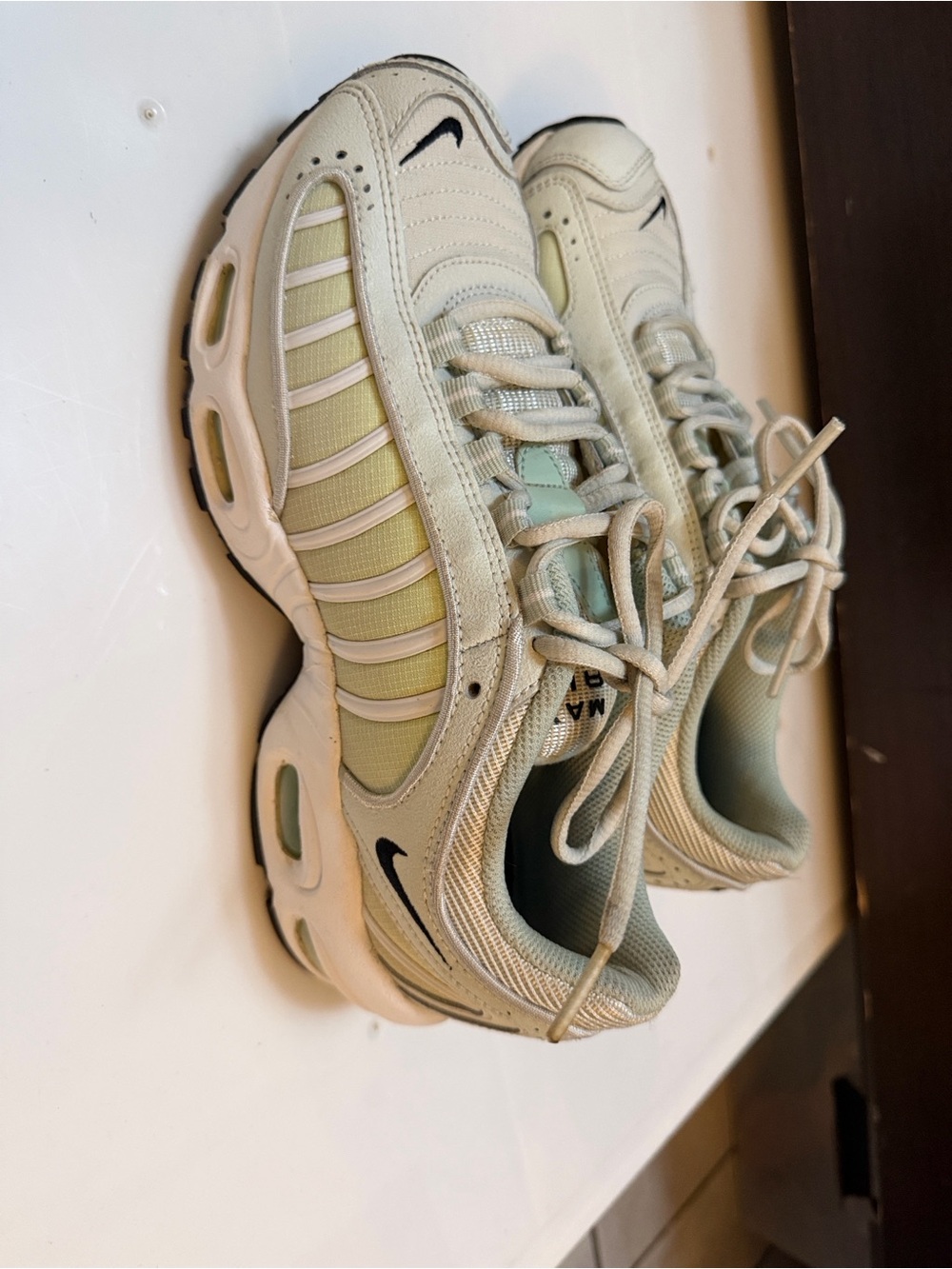 Nike Women's Light Olive Green Mesh & Suede Athletic Sneakers